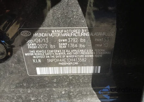2013 Hyundai Elantra Gls из США, поврежденный, VIN 5NPDH4AE1DH413582